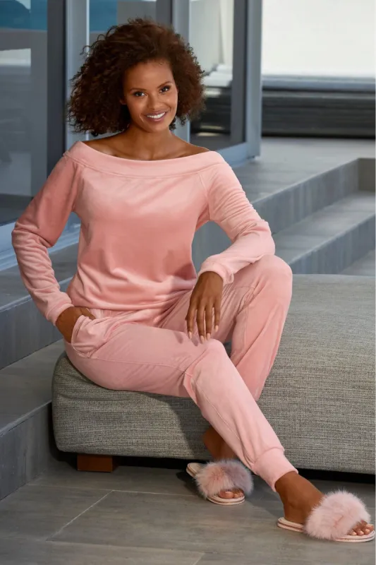 Velour Jogger Pink Icing sold by Boston Proper