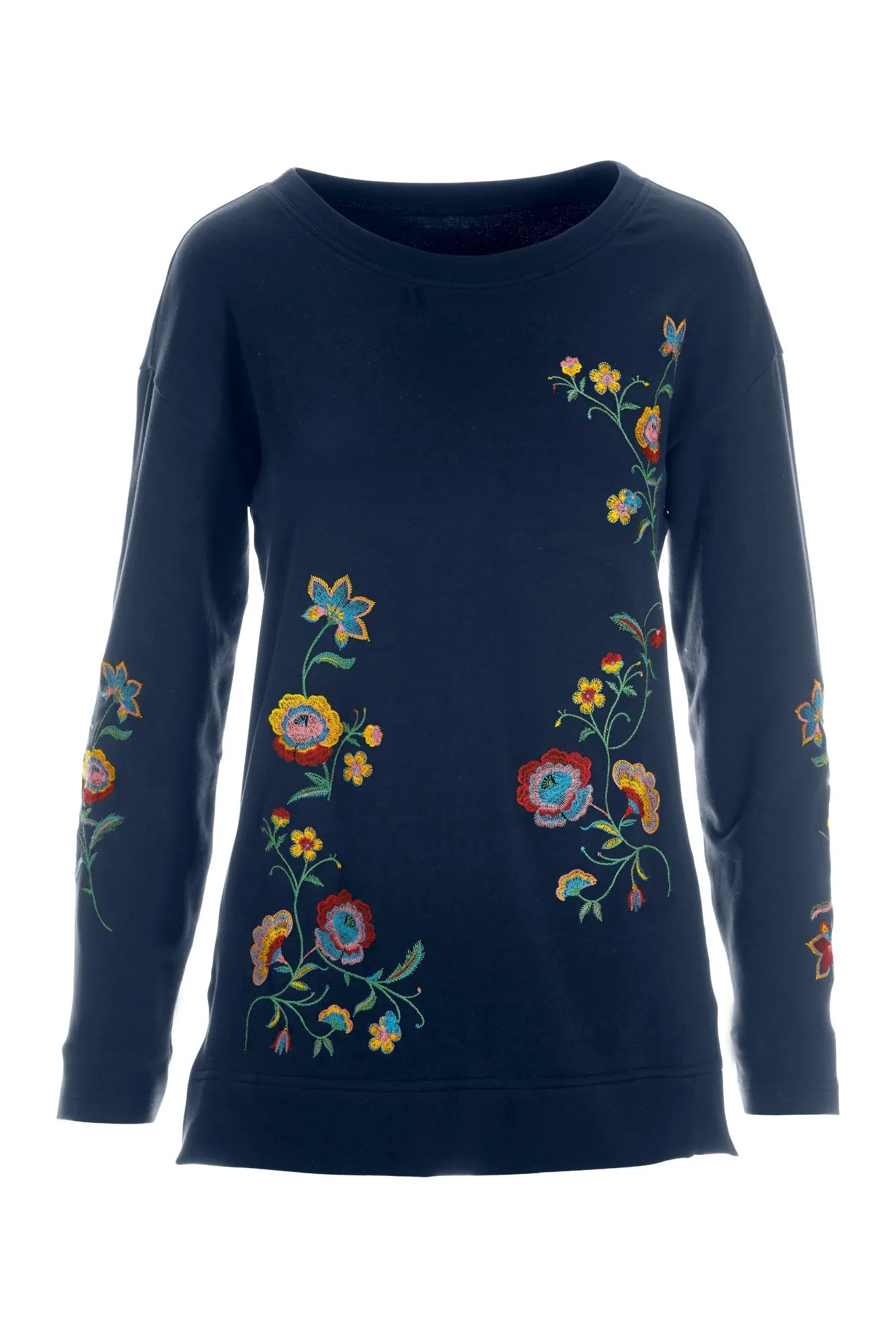 Embroidered Tunic Sweatshirt Navy sold by Boston Proper product image thumbnail 2