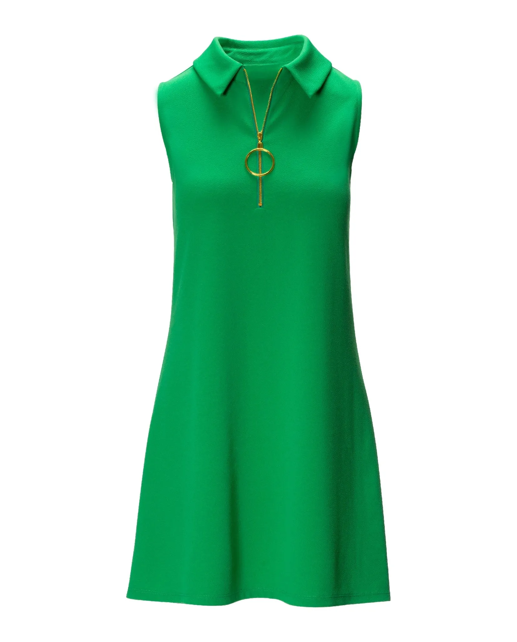 Sleeveless Collared Zip Dress Green sold by Boston Proper product image thumbnail 2