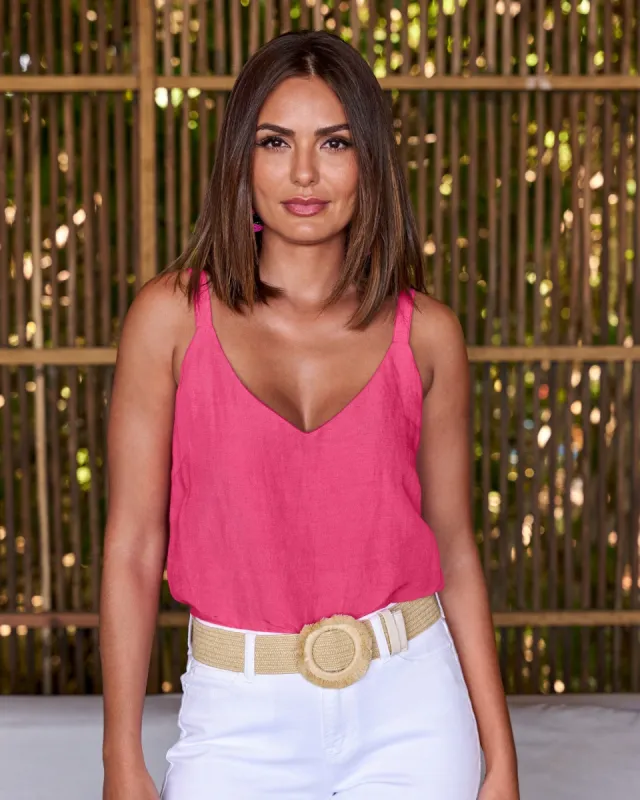 V Neck Linen Tank Top Pink sold by Boston Proper