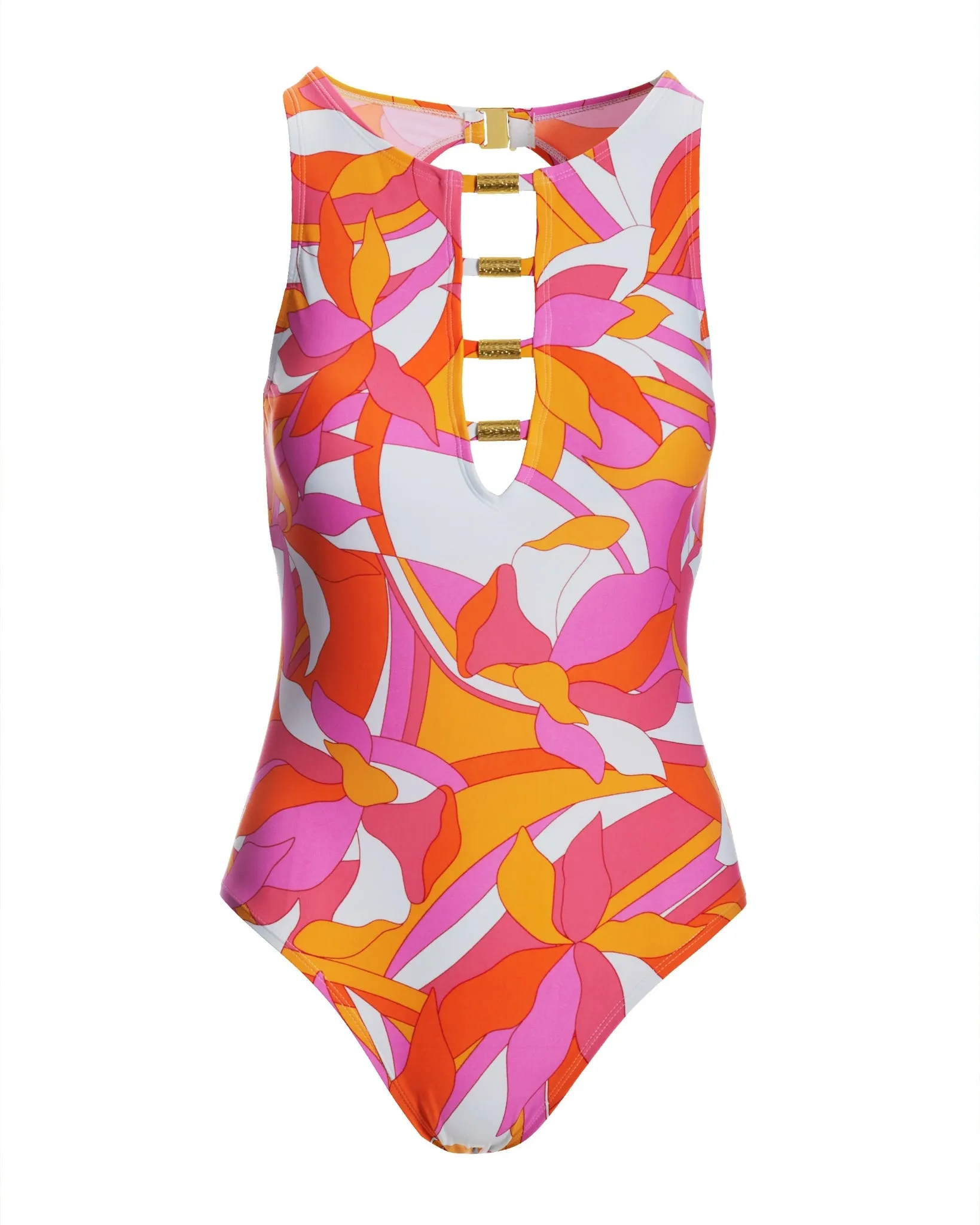 Italic Floral High Neck Hardware One Piece Pink Multi sold by Boston Proper product image thumbnail 2