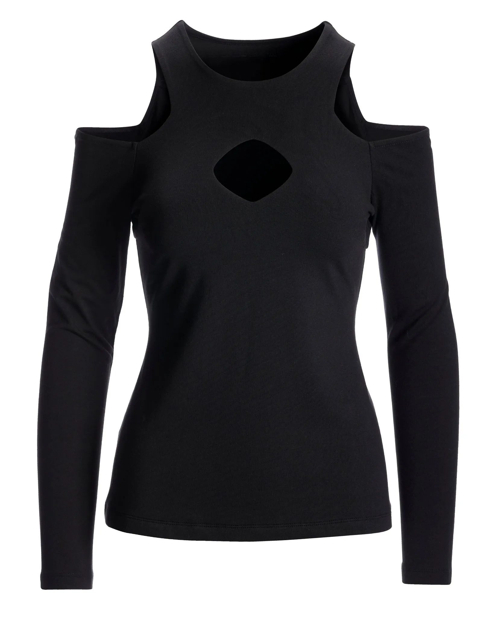 So Sexy Keyhole Cold Shoulder Knit Top Black sold by Boston Proper product image thumbnail 2