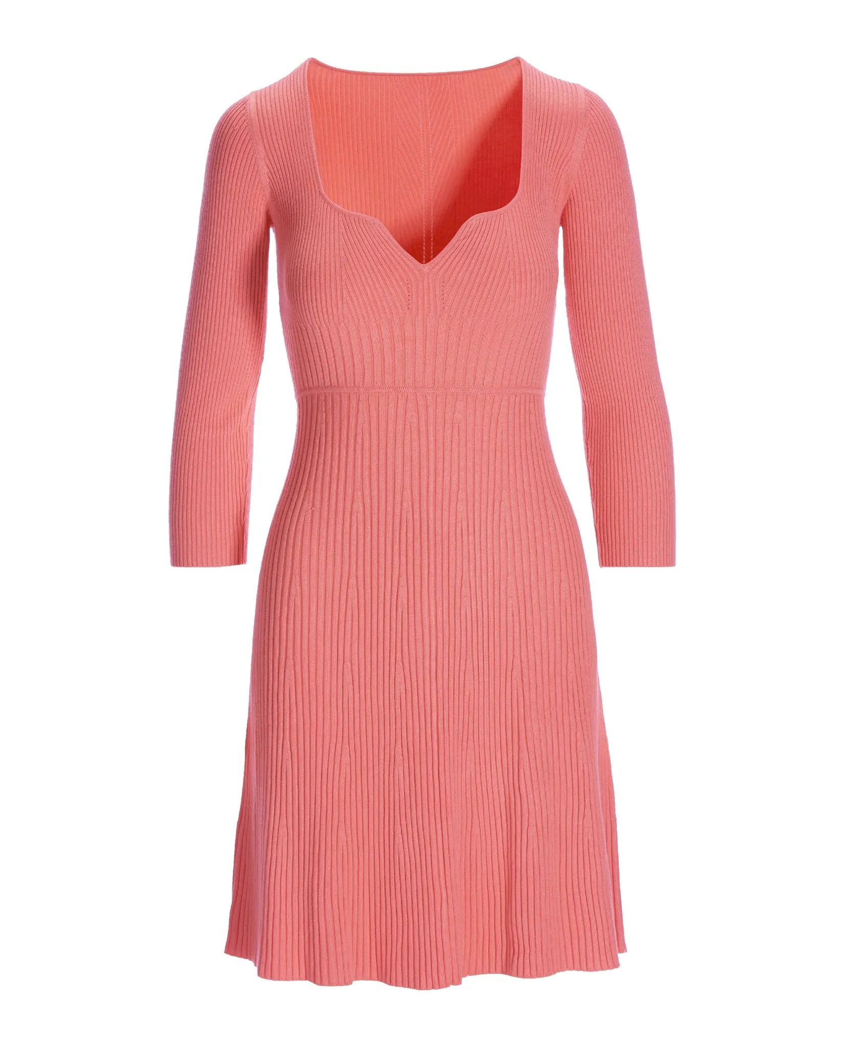 Ribbed Notch Front Fit And Flare Dress Flamingo Pink sold by Boston Proper product image thumbnail 2