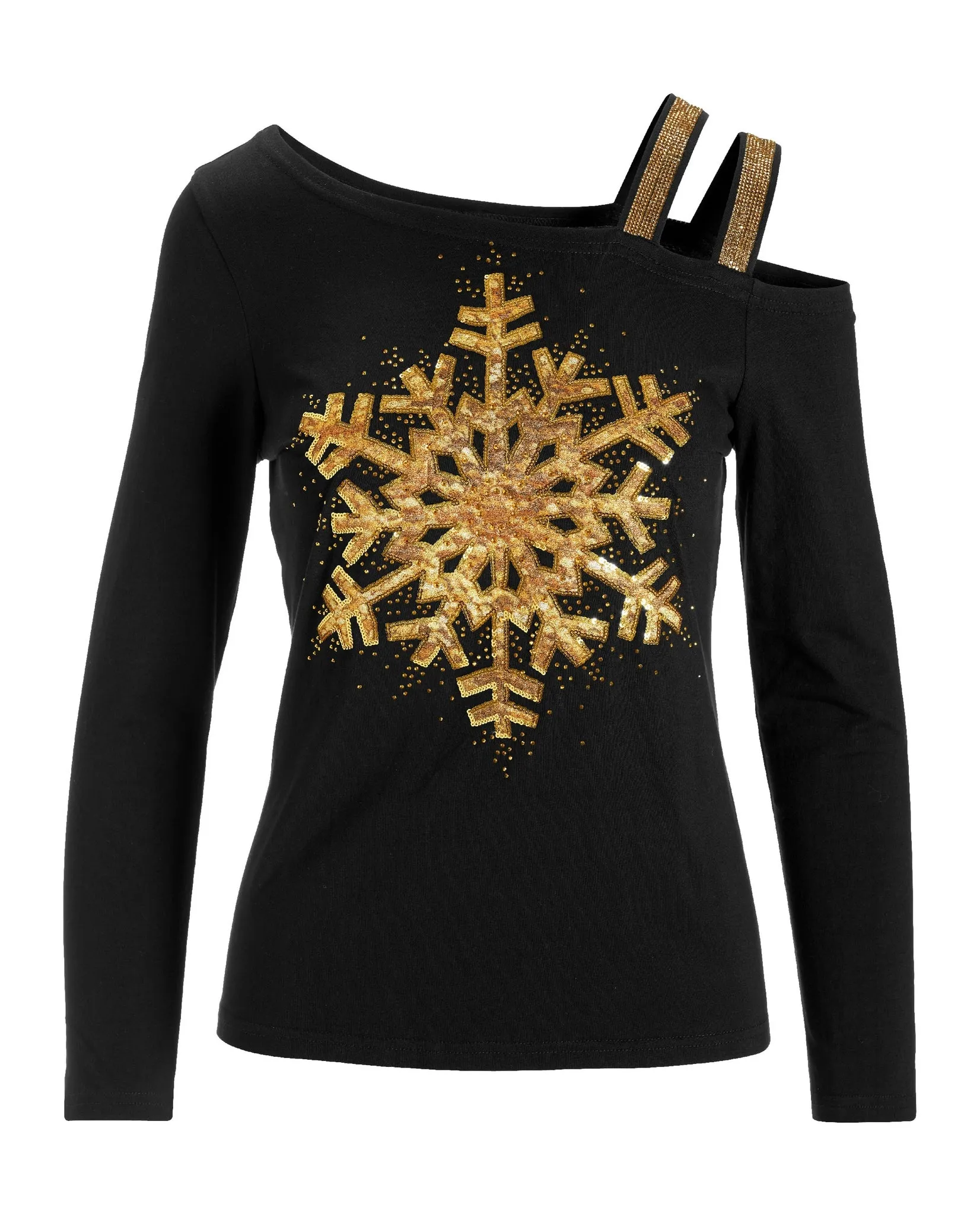 Sequin Snowflake Strappy Knit Top Black Multi sold by Boston Proper product image thumbnail 2