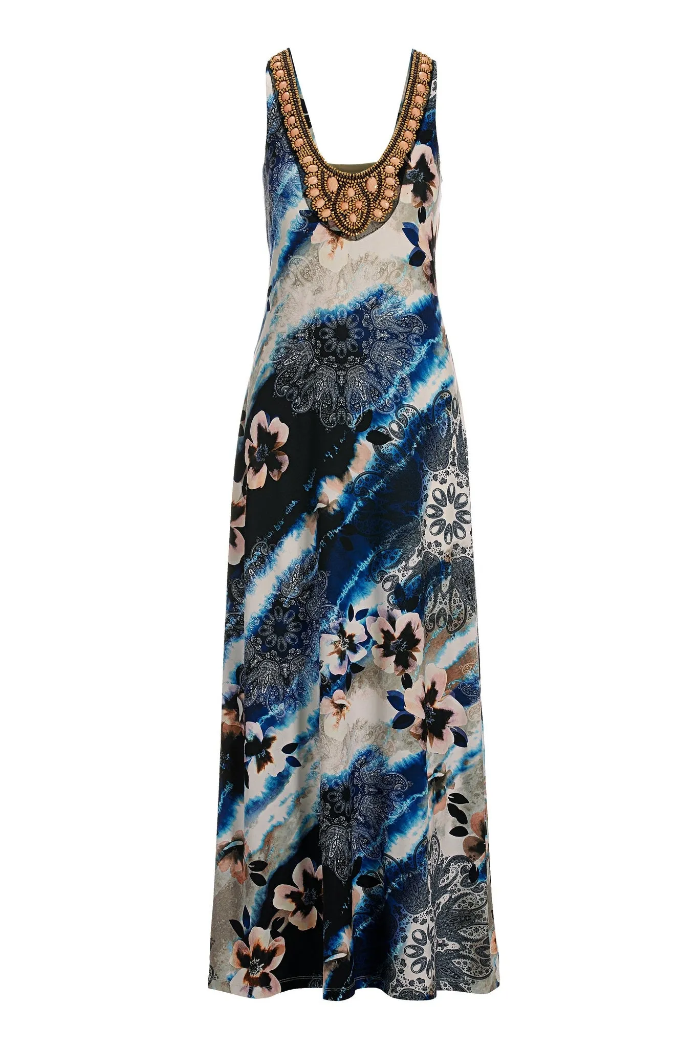 Embellished Mixed Paisley Floral Maxi Dress Multi sold by Boston Proper product image thumbnail 2