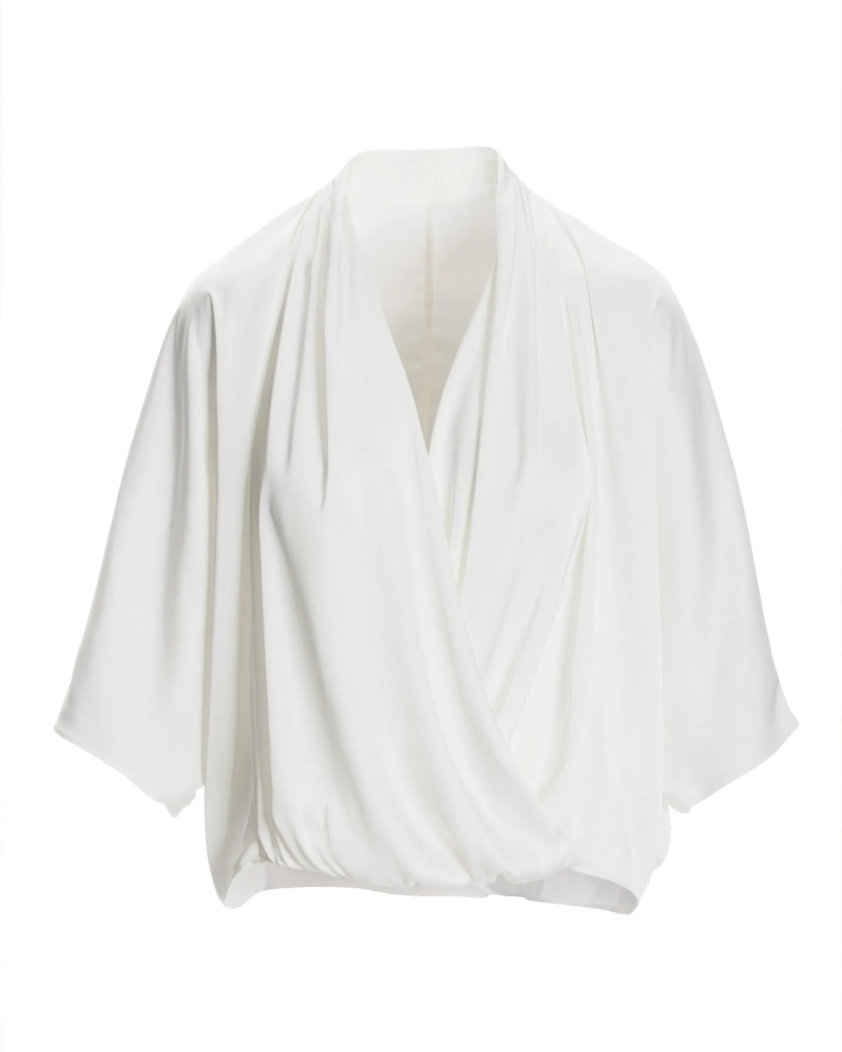 Whitney Draped Surplice Charmeuse Blouse Off White sold by Boston Proper product image thumbnail 2