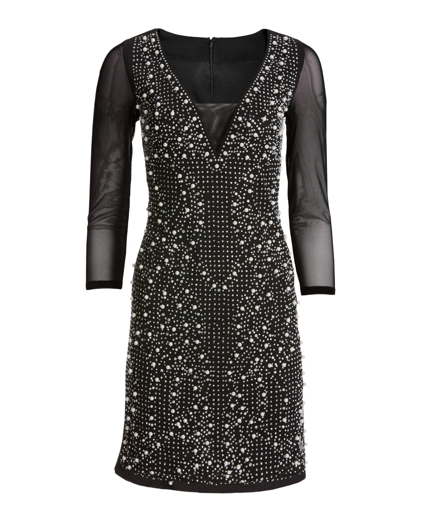 Mesh And Pearl Embellished Dress White/Black sold by Boston Proper product image thumbnail 2