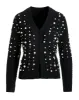 Pearl Embellished Cable Cardigan Black sold by Boston Proper