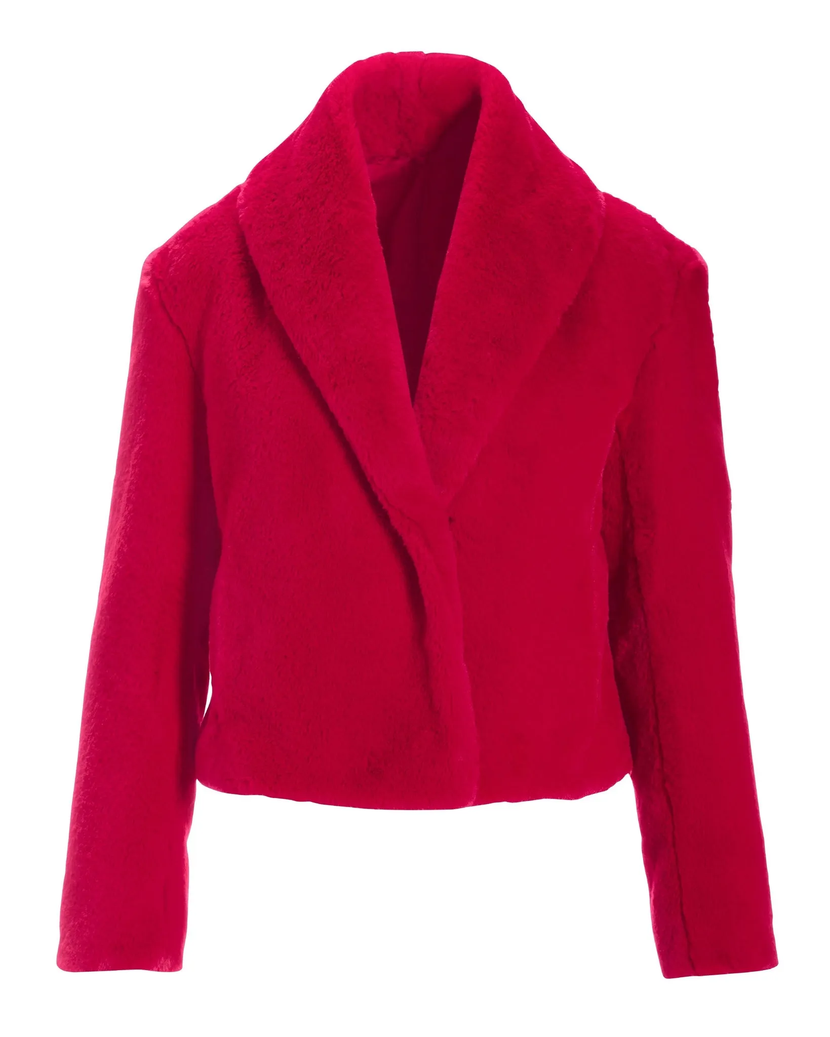 Shawl Collar Versatile Faux Fur Chubby Racing Red sold by Boston Proper product image thumbnail 2