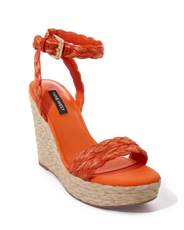 Raffia Wedge Ankle-Strap Sandal Orange sold by Boston Proper