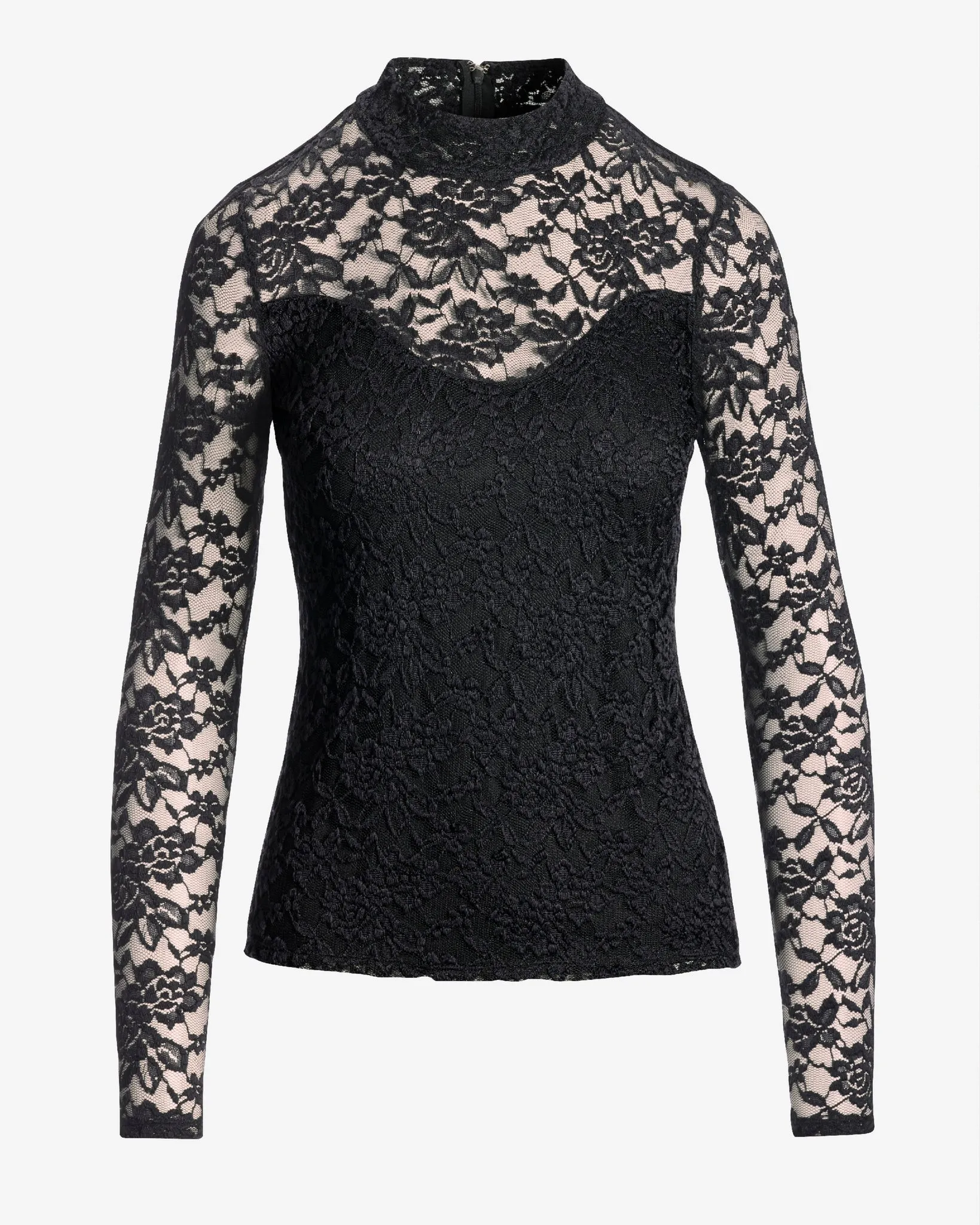 All Over Lace Mock Neck Top Proper Black sold by Boston Proper product image thumbnail 2