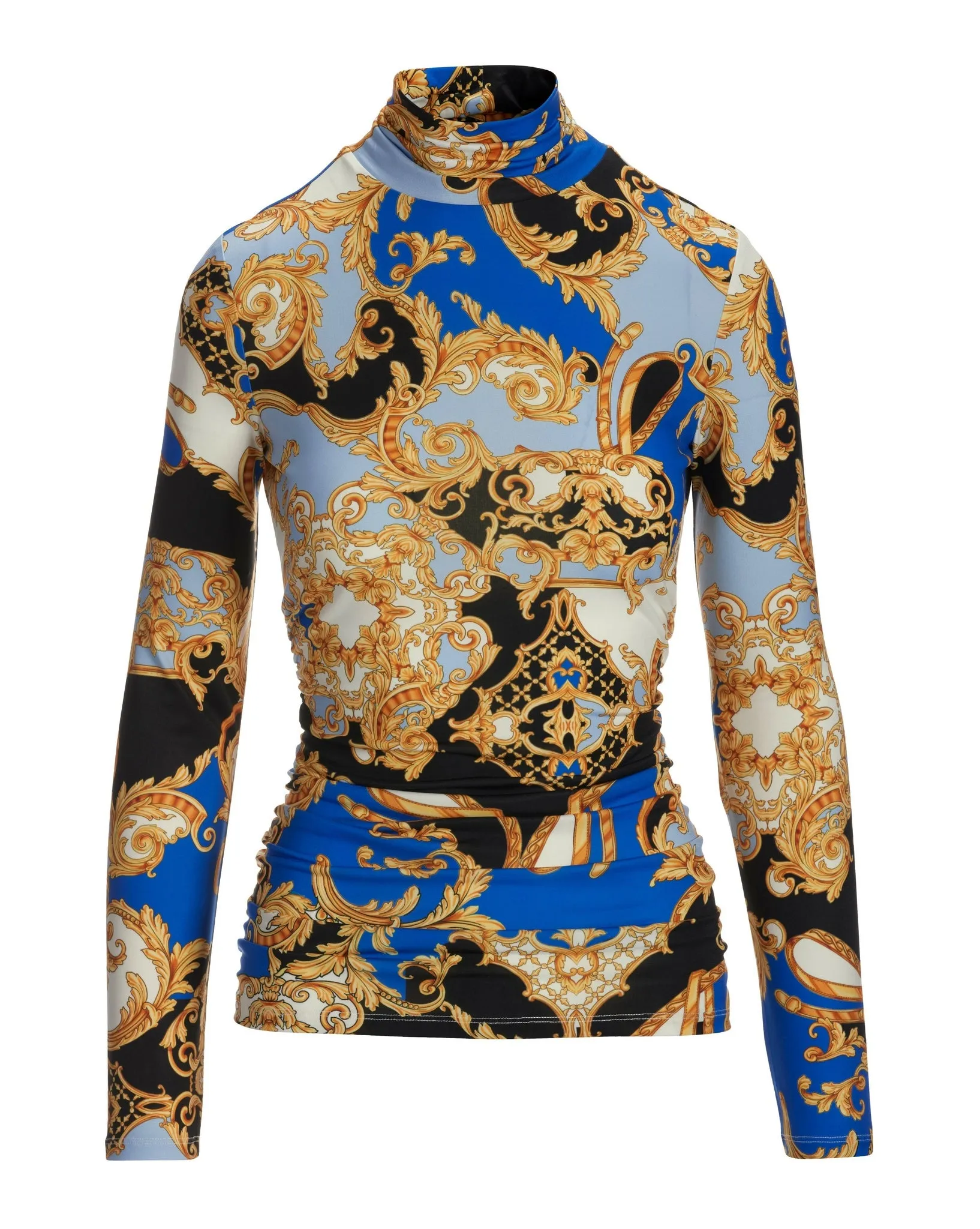 So Chic Luxe Status Printed Ruched Turtleneck Blue sold by Boston Proper product image thumbnail 2