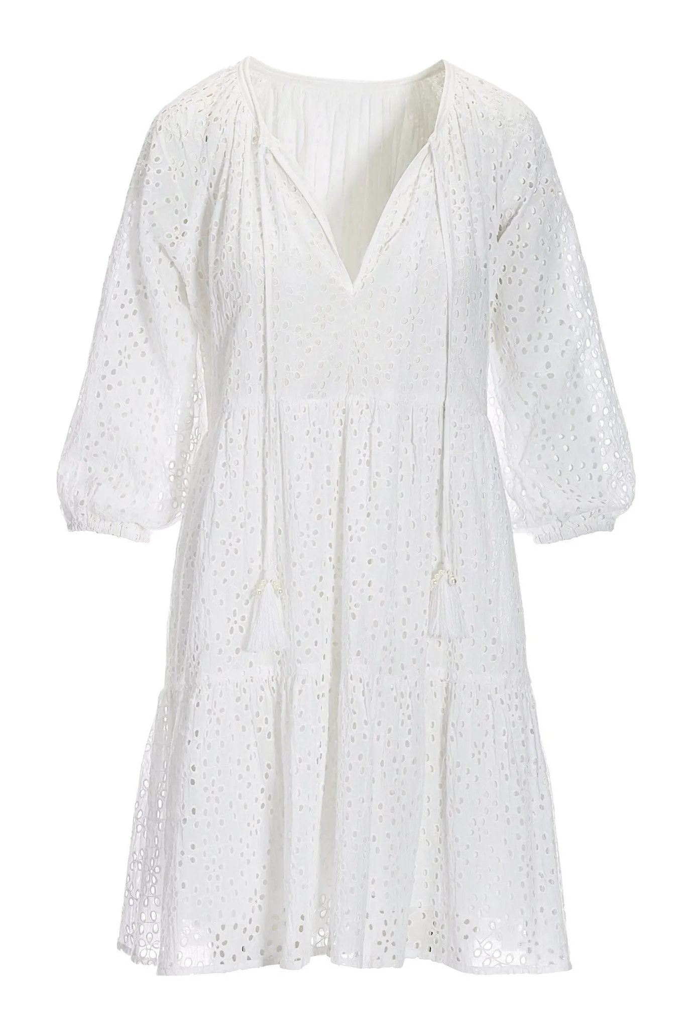 Tiered Eyelet Dress White sold by Boston Proper product image thumbnail 2