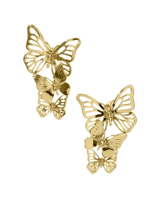 Stacked Butterfly Earring Gold sold by Boston Proper