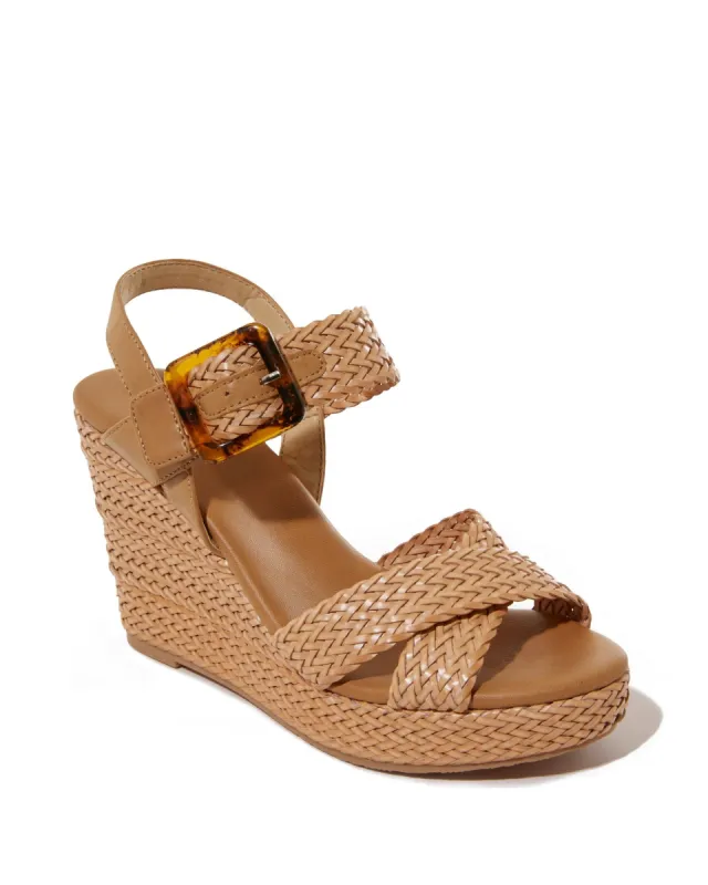 Braided Woven Wedge Dark Nude sold by Boston Proper