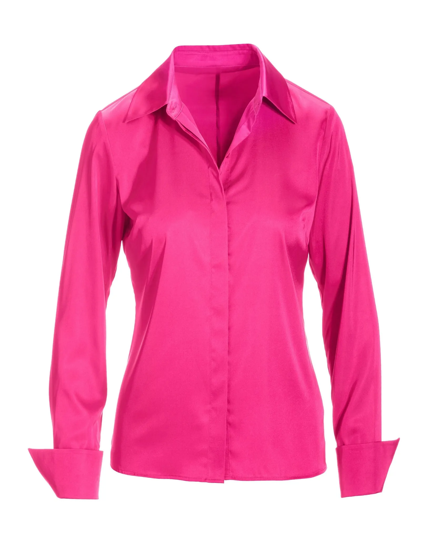 Sophia Button-Up Charmeuse Blouse Pink Peacock sold by Boston Proper product image thumbnail 2