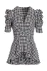 Gingham Covered Button High Low Knit Top Black/White sold by Boston Proper
