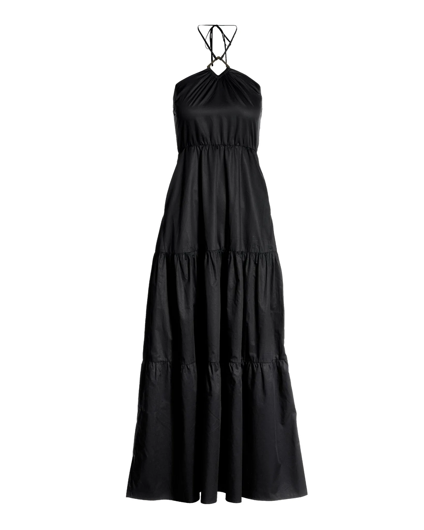 Hardware Halter Tiered Poplin Maxi Dress Black sold by Boston Proper product image thumbnail 2