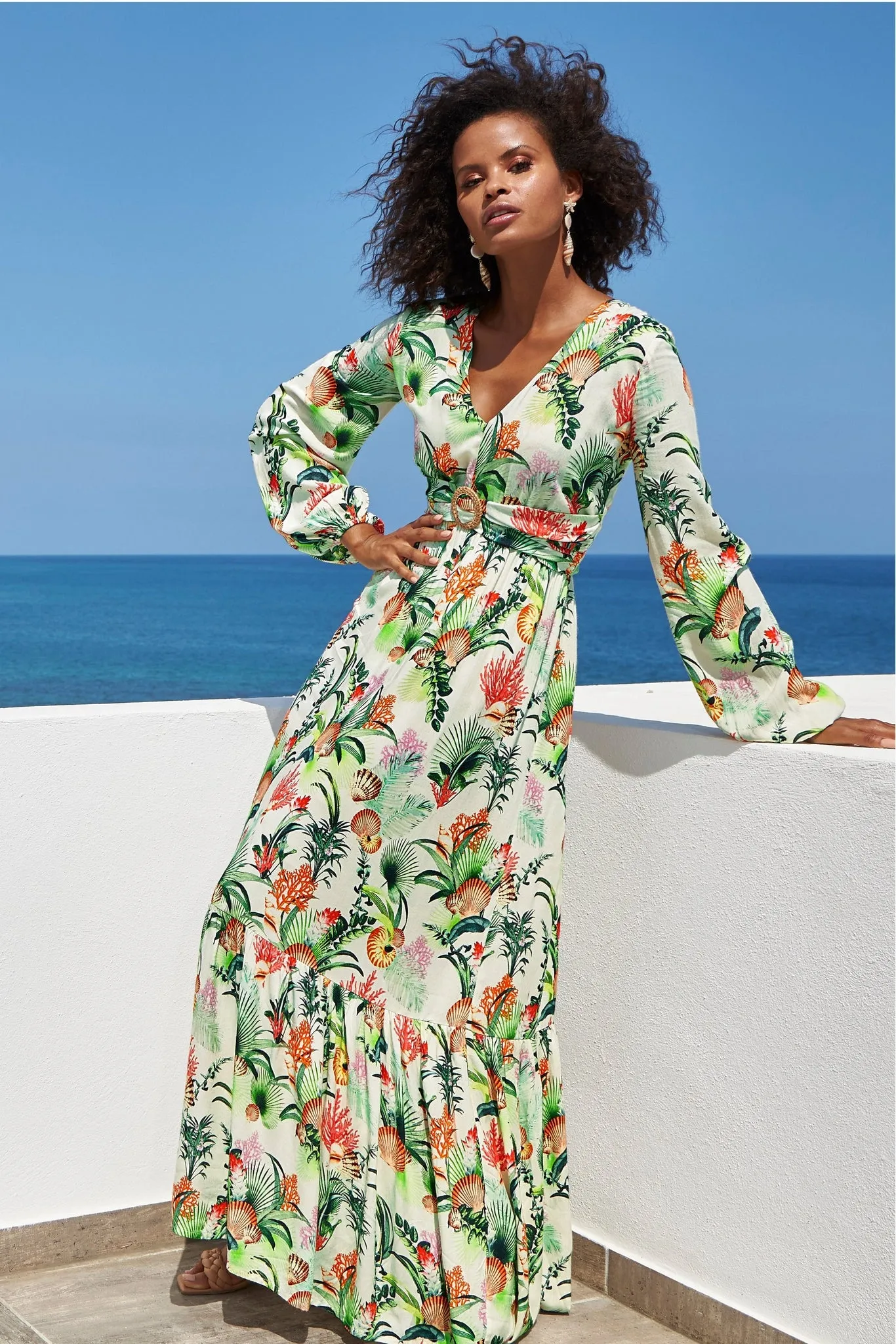 Sea Life Printed Maxi Dress Off White Multi sold by Boston Proper