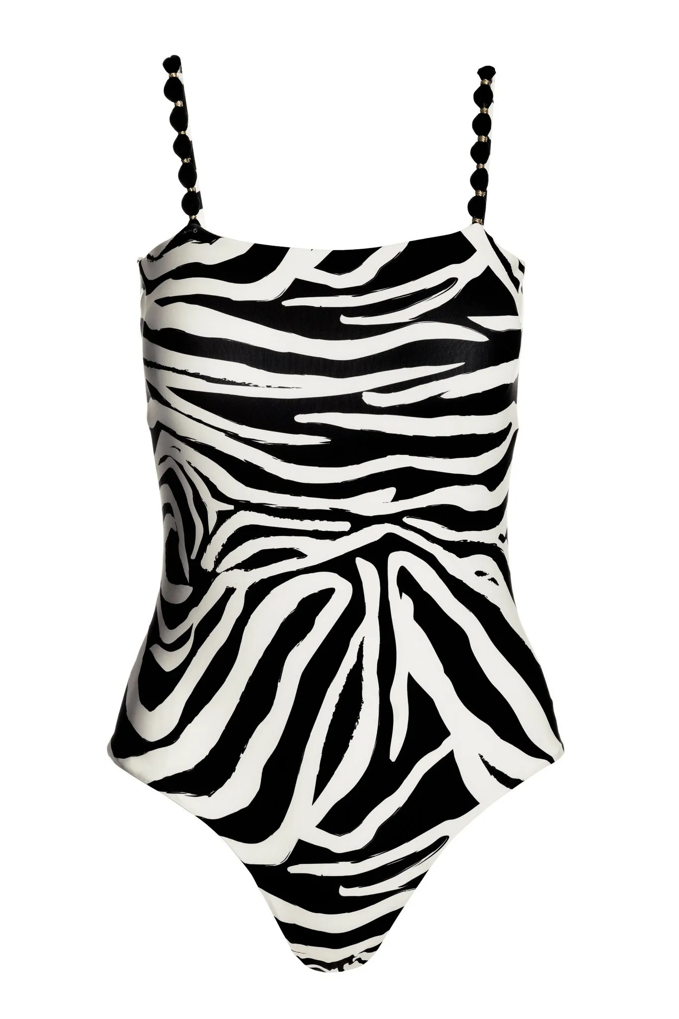 Zebra Over The Shoulder One Piece Swimsuit Black/White Multi sold by Boston Proper product image thumbnail 2