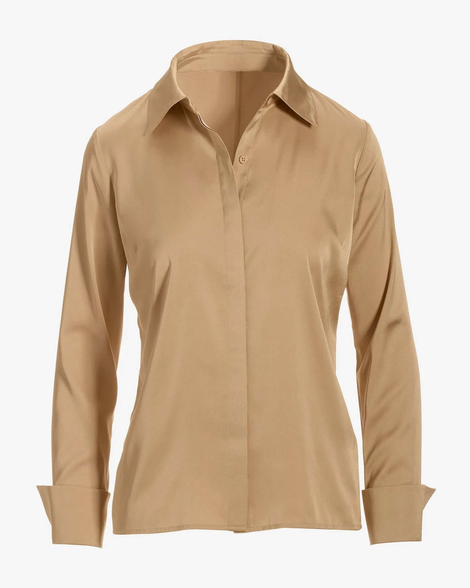 Sophia Button-Up Charmeuse Blouse Champagne sold by Boston Proper product image thumbnail 2
