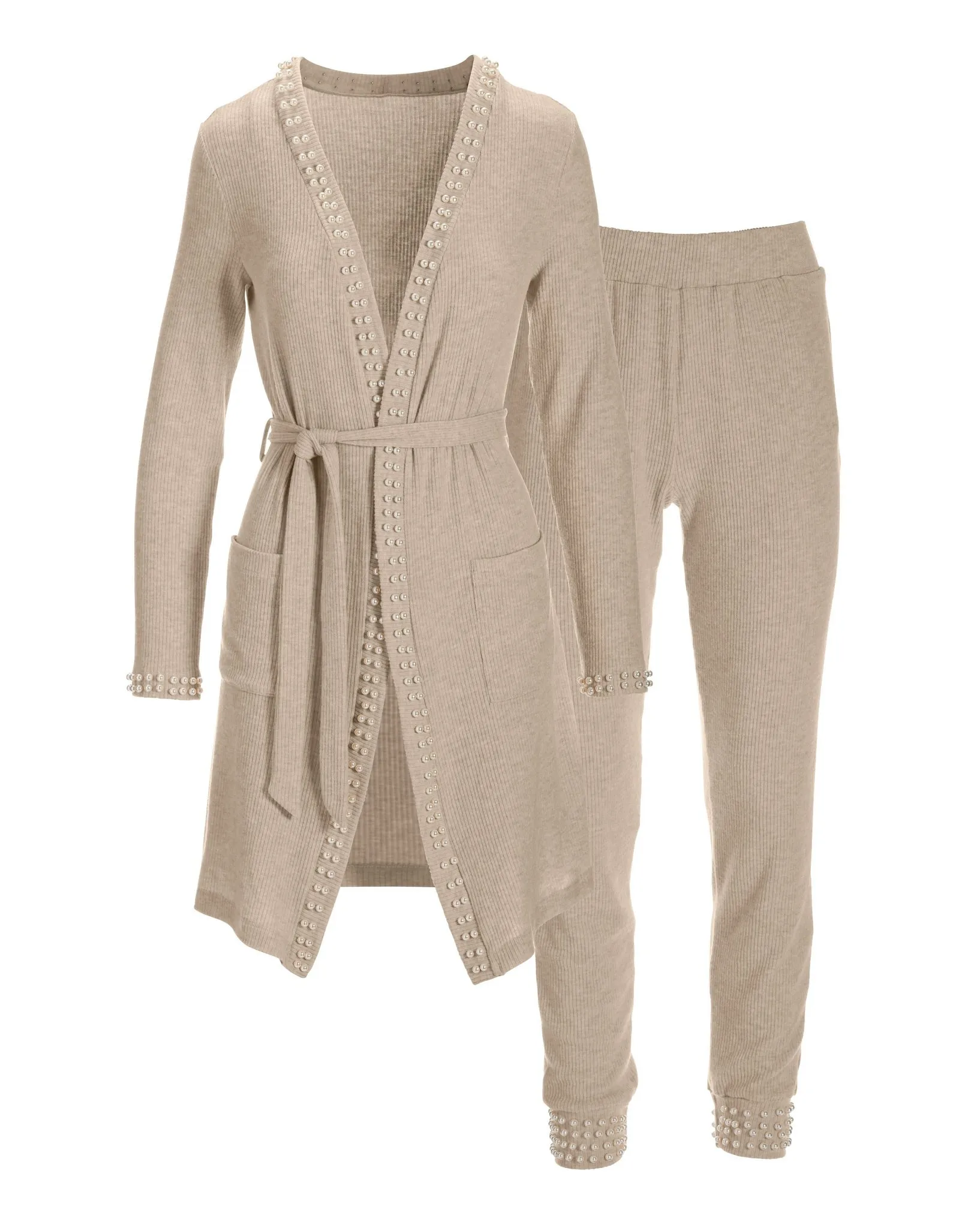 So Soft Pearl Ribbed Lounge Set Heathered Oatmeal sold by Boston Proper product image thumbnail 2