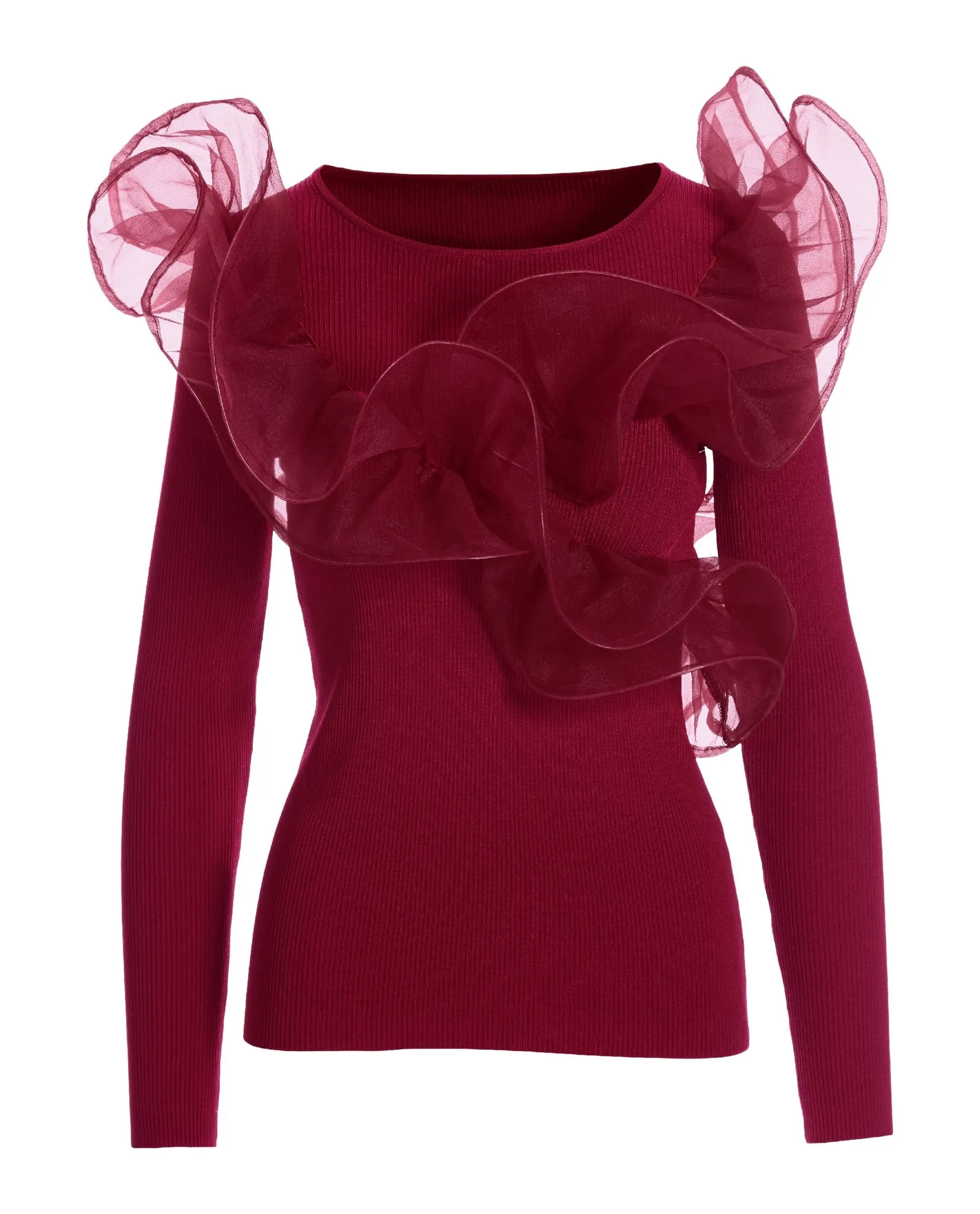 Organza Ruffle Sweater Red sold by Boston Proper product image thumbnail 2