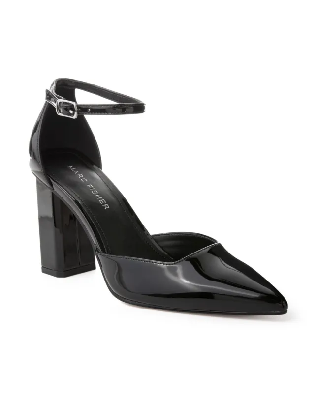 Pointed Toe Metallic Ankle Strap Heel Black sold by Boston Proper