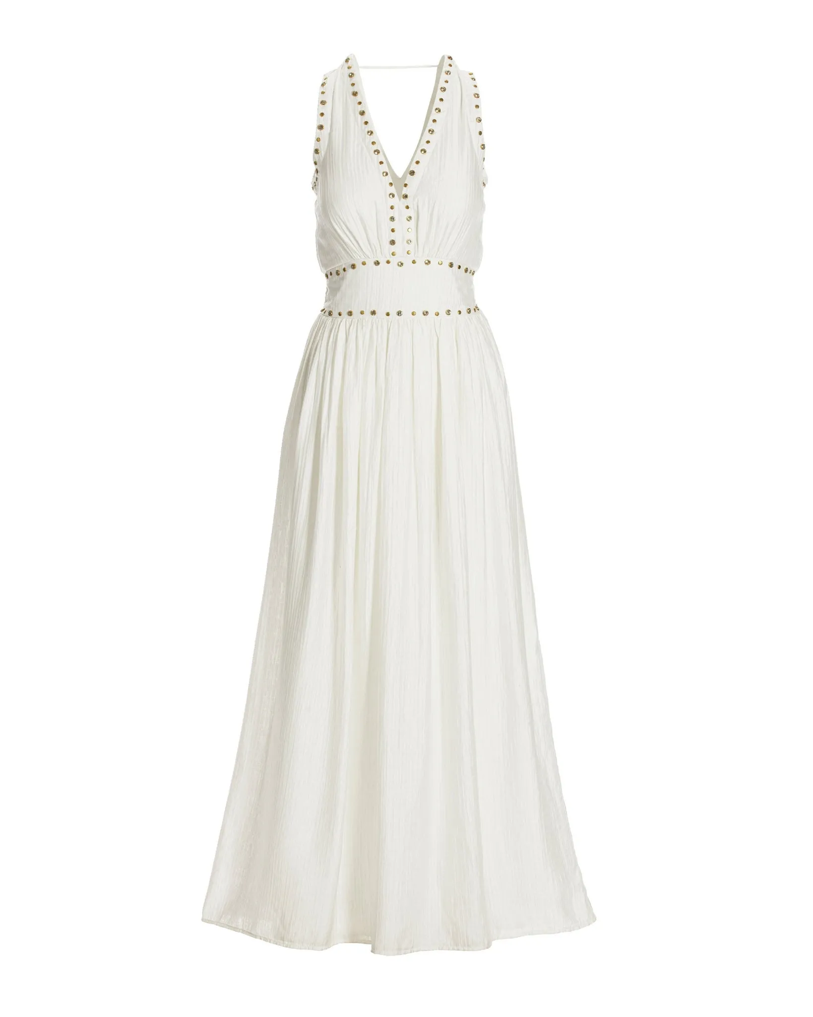 Crystal Grommet Trim Sheen Gauze Maxi Dress Off White sold by Boston Proper product image thumbnail 2