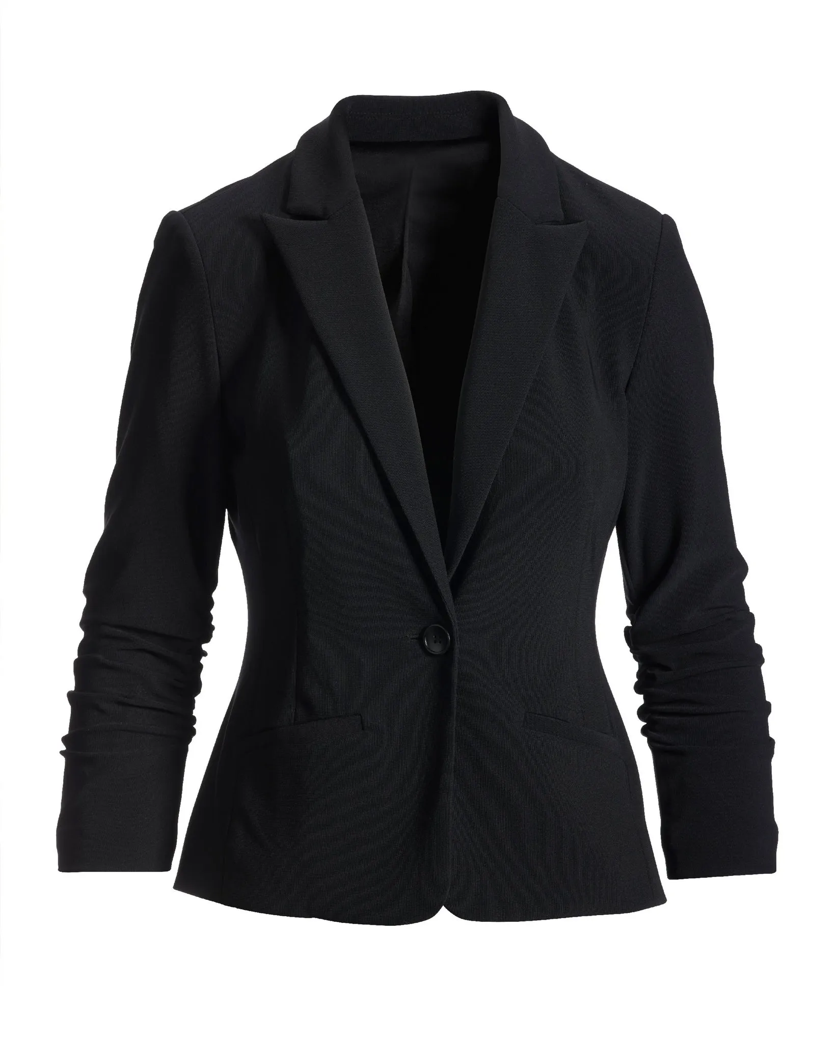 Beyond Travel Short Ruched Sleeve Blazer Jet Black sold by Boston Proper product image thumbnail 2