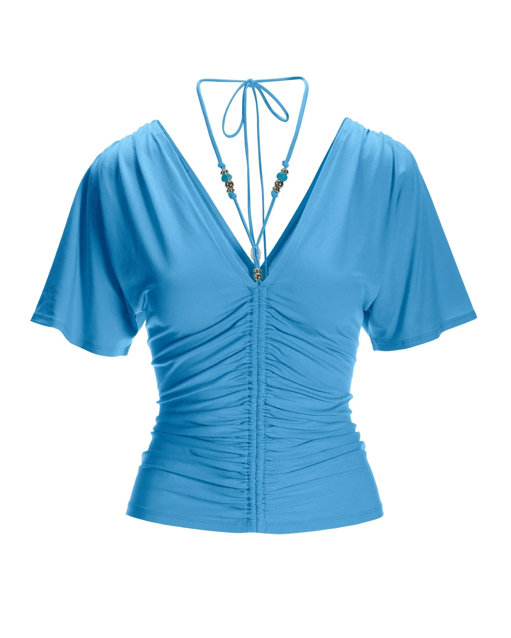 So Chic Beaded Ruched Strappy Top Sky Blue sold by Boston Proper product image thumbnail 2