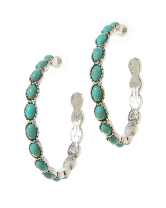 Turquoise Hoop Earrings Blue/Silver sold by Boston Proper