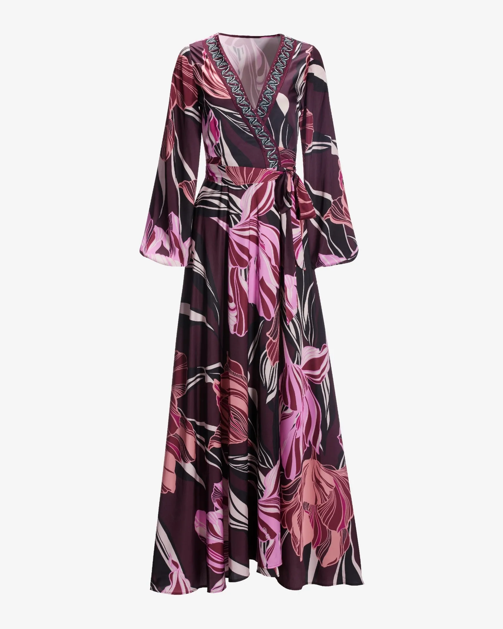 Olivia Fleurs Embellished Charmeuse Maxi Dress Maroon sold by Boston Proper product image thumbnail 2