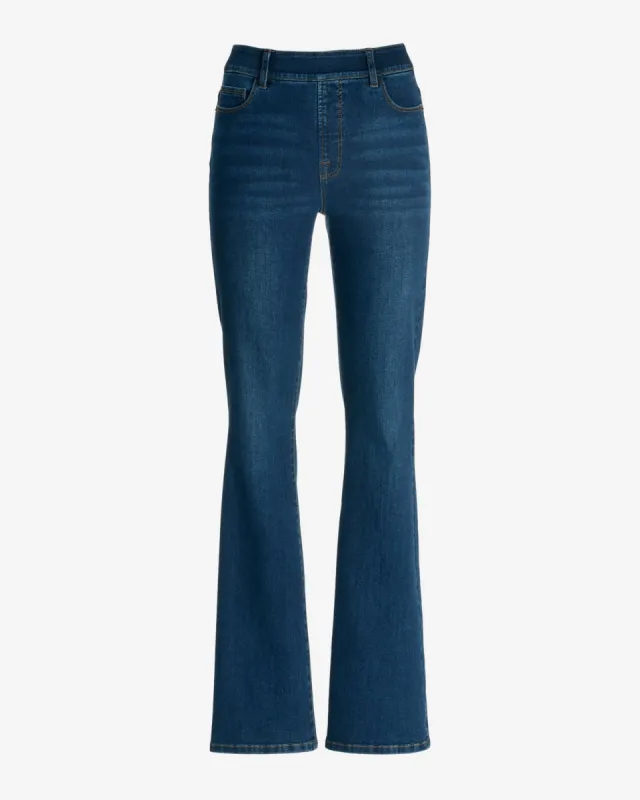 Monterey Pull On Bootcut Jean Dark Wash sold by Boston Proper