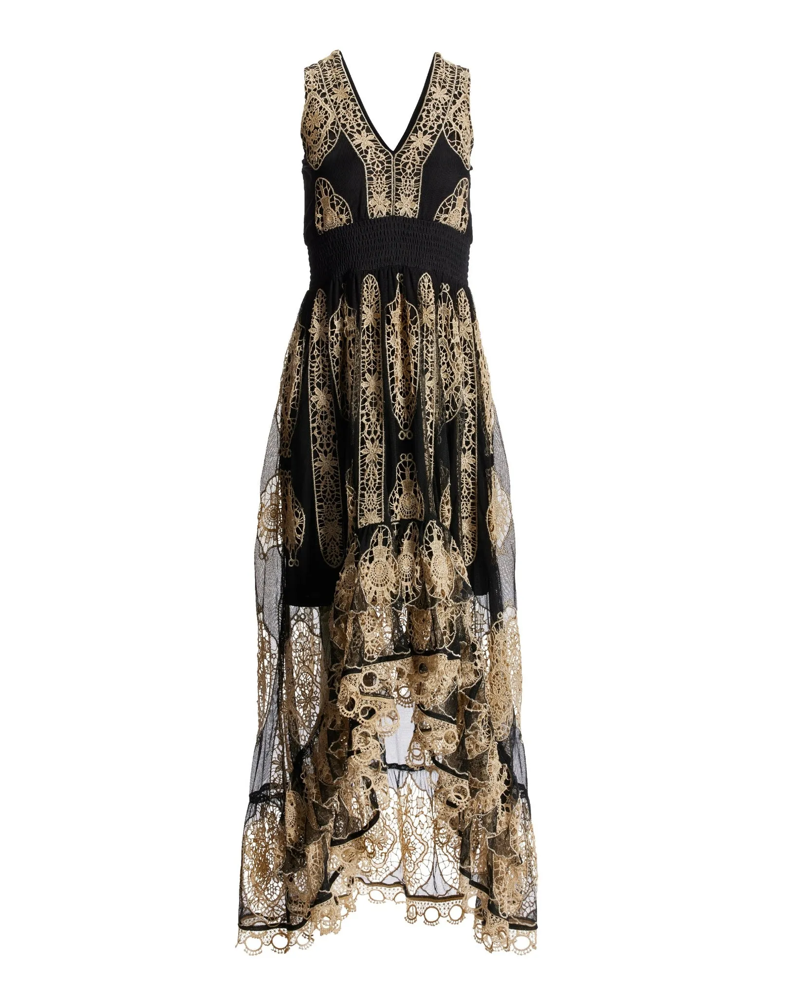 Metallic Lace Inset High Low Dress Black sold by Boston Proper product image thumbnail 2