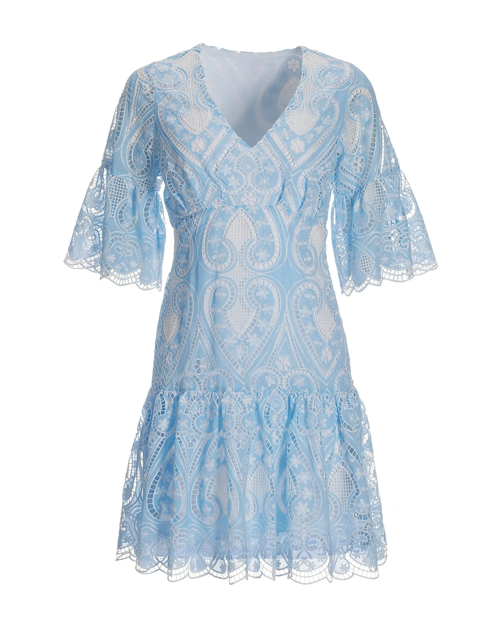 Two-Tone Lace Flounce Dress Airy Blue sold by Boston Proper product image thumbnail 2
