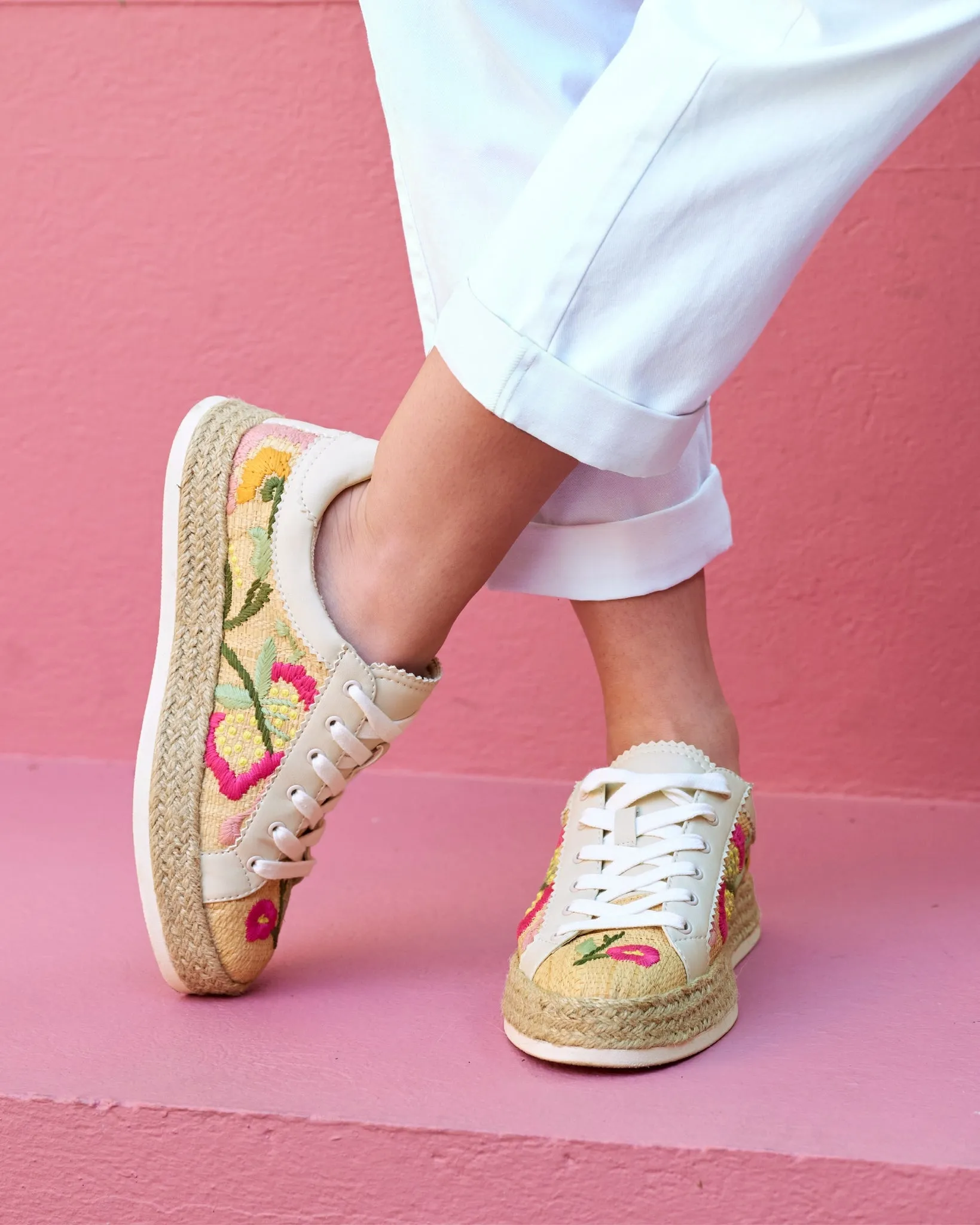 Embroidered Raffia Sneaker Multi sold by Boston Proper product image thumbnail 2