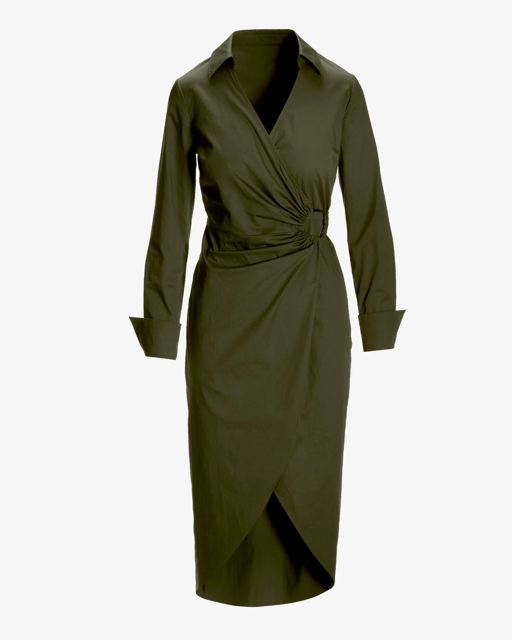 Hardware Detail Collared Shirt Dress Olive Night sold by Boston Proper product image thumbnail 2