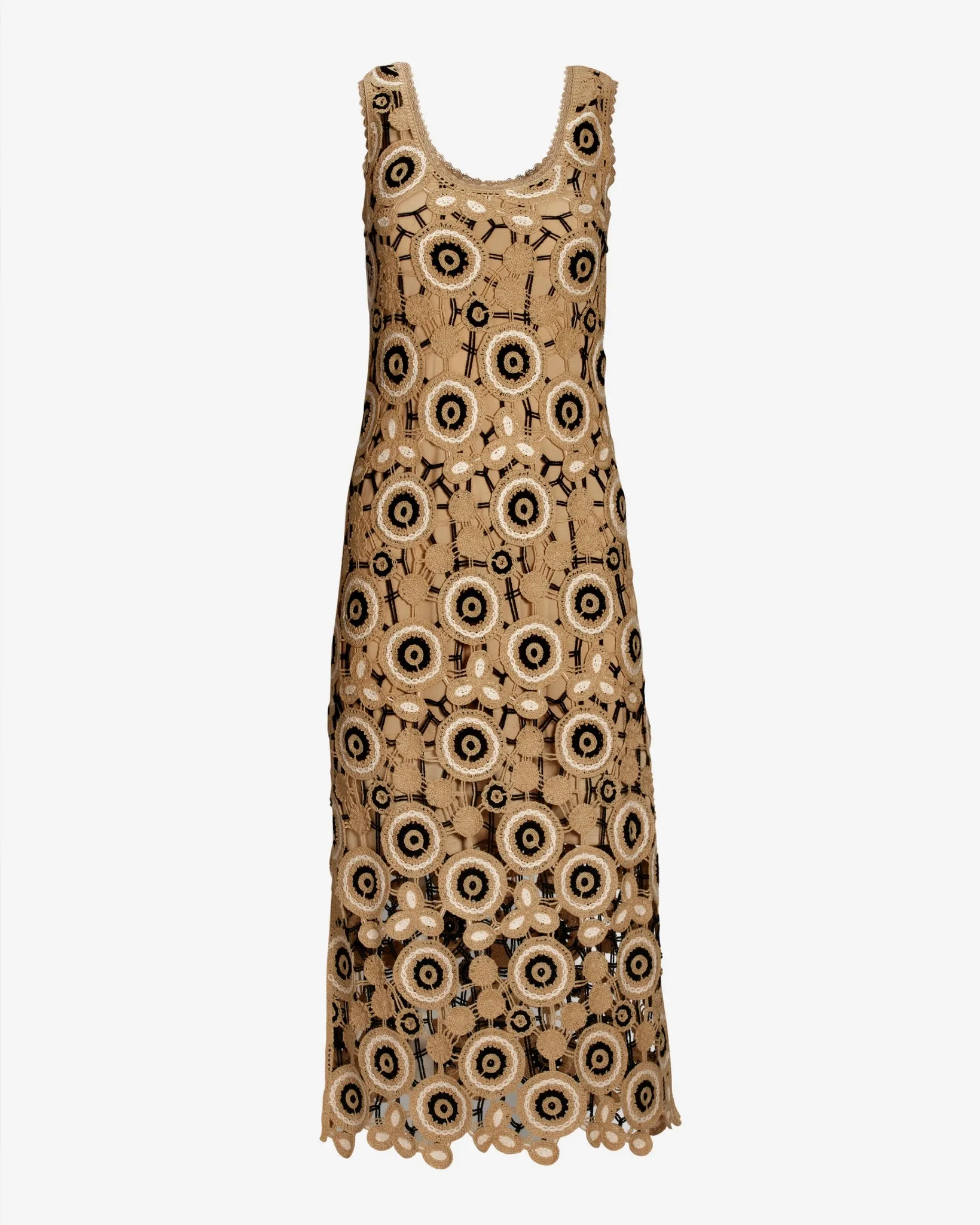 Multicolor Crochet Tank Ankle Length Dress Tan/Black sold by Boston Proper product image thumbnail 2