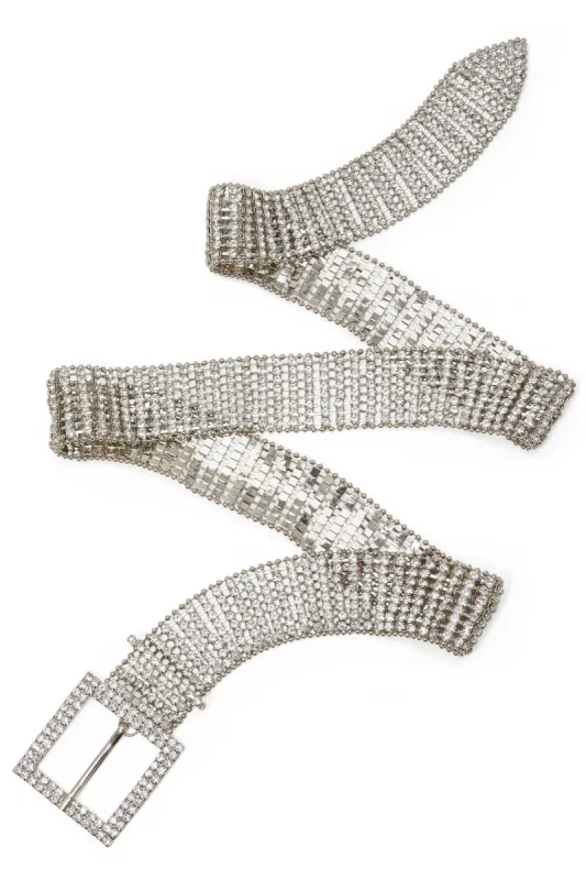 Chain Rhinestone Belt Silver sold by Boston Proper