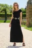 Off The Shoulder Short Sleeve Maxi Dress Black sold by Boston Proper
