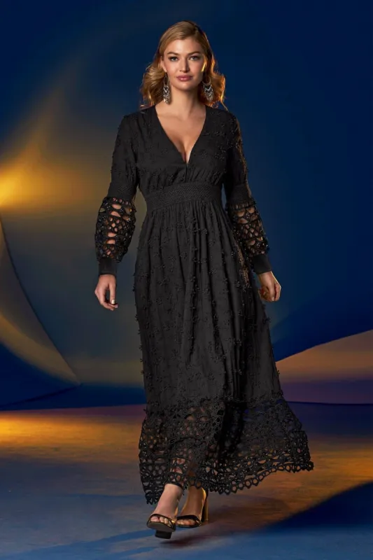 Mixed Media Lace Dress Black sold by Boston Proper