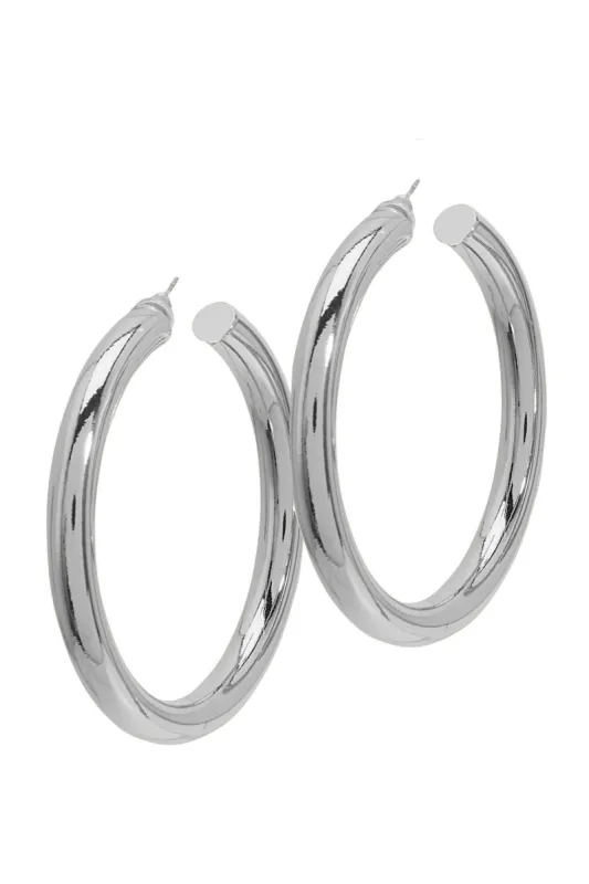 Thick Statement Hoop Earrings Silver sold by Boston Proper