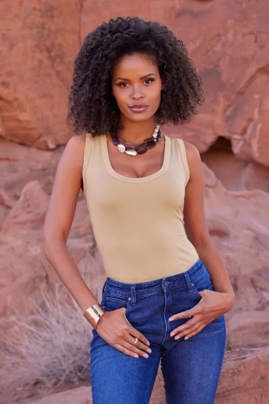 Scoop-Neck Tank Top Sesame sold by Boston Proper