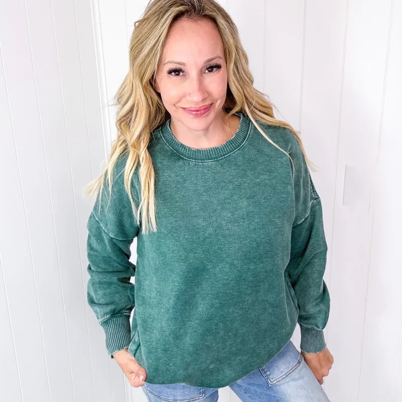 Whimsical Wash Fleece High Low Long Sleeve Pullover in 6 Colors sold by Boujee Boutique