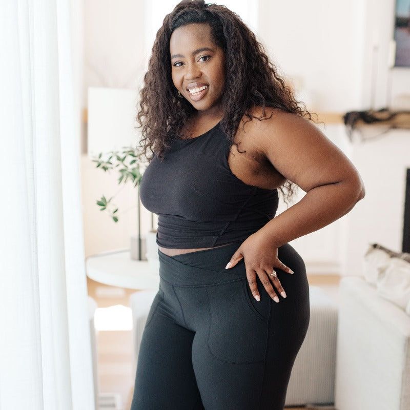 Get Moving Black Racer Back Crop Tank sold by Boujee Boutique