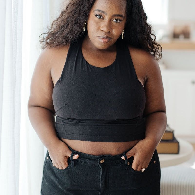 Get Moving Black Racer Back Crop Tank sold by Boujee Boutique product image thumbnail 3