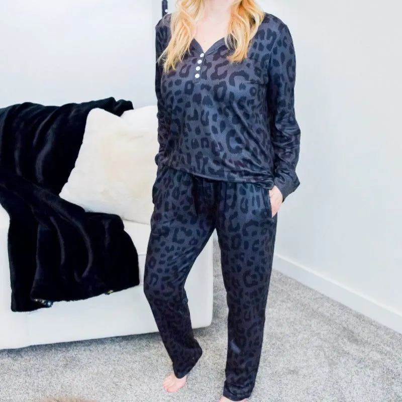 Leopard Print Long Sleeve Pajamas sold by Boujee Boutique