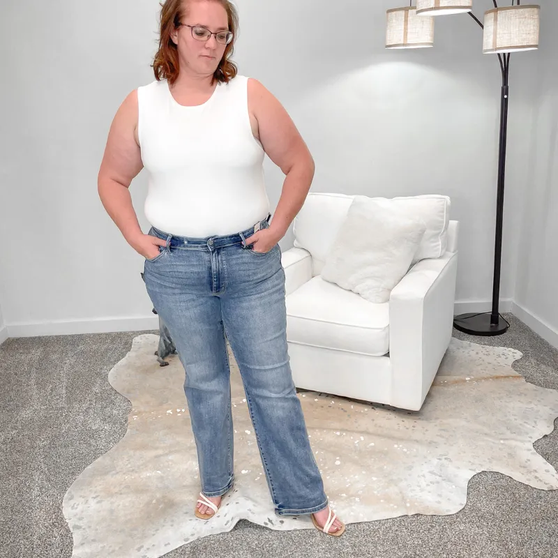 Judy Blue Liberty Mid Rise Vintage Wash Wide Leg Jeans sold by Boujee Boutique product image thumbnail 3