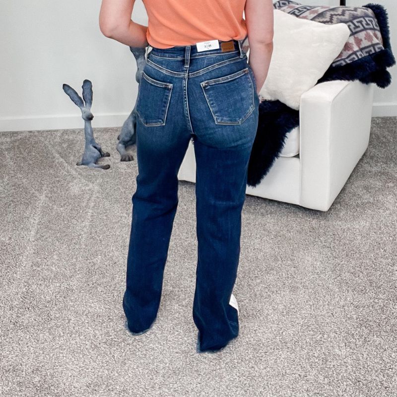 Judy Blue High Waist Button Fly Long Tall Wide Leg Jeans sold by Boujee Boutique product image thumbnail 3